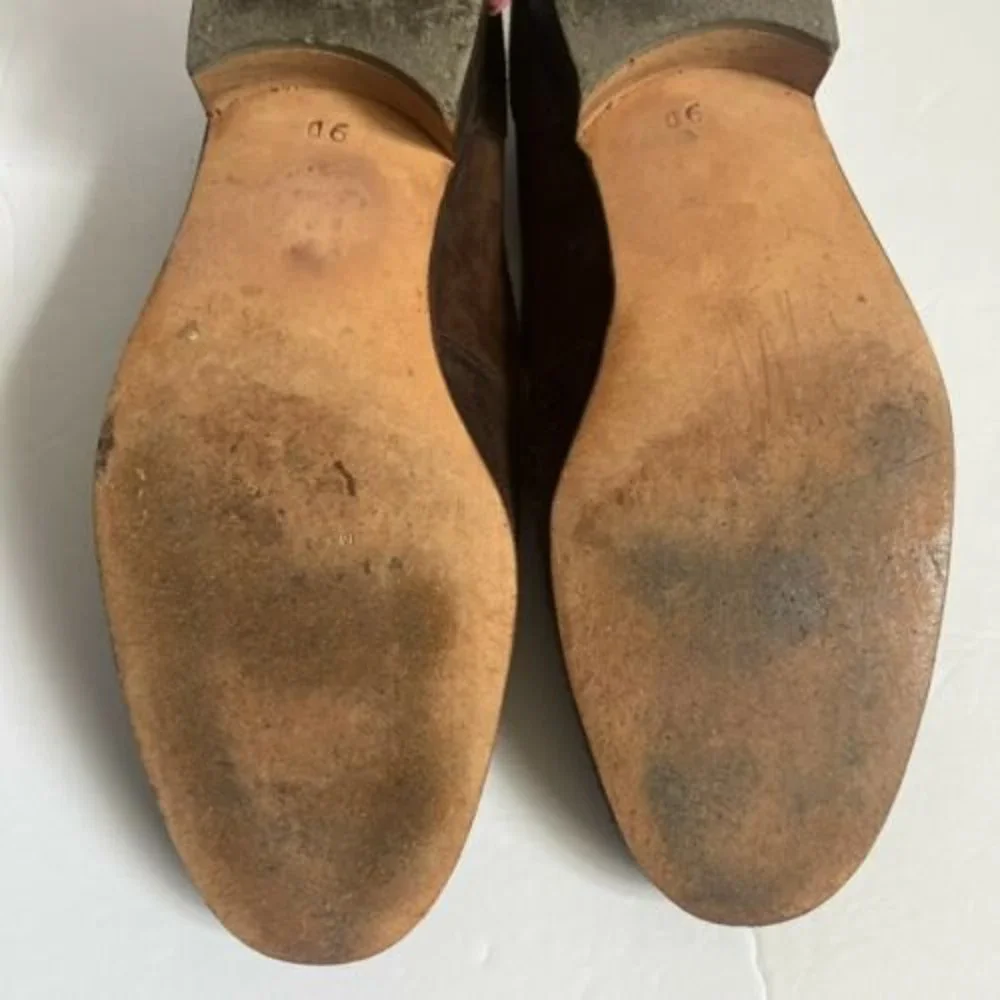 Vintage Yves Saint Laurent Brown Suede Leather Men’s Loafers YSL 9 - Picture 11 of 12